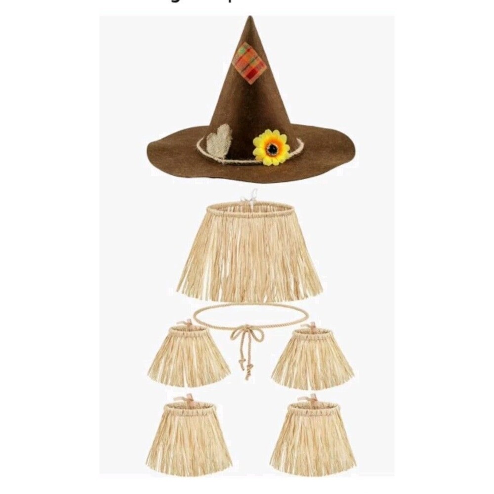 7 Pcs Scarecrow Costume Set Scarecrow Hat and Straw Kit